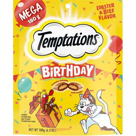 Temptations Birthday Lobster And Beef Flavor Crunchy Soft Treats For Cats, 6.3 Oz Pouch