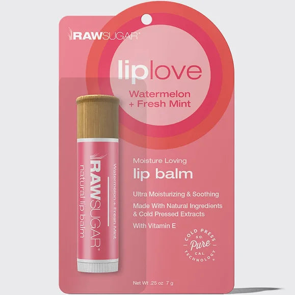 Raw Sugar Lip Love Natural Lip Balm Watermelon + Fresh Mint