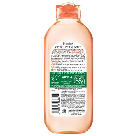 Limpiador facial con agua micelar de ácido glicólico y peeling PHA SkinActive de Garnier (13,5 fl oz)