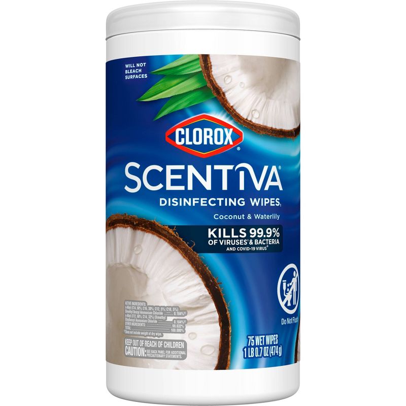Clorox Scentiva Coconut & Waterlily Disinfecting Wipes - 75ct