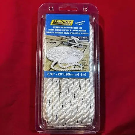 Seachoice 3 Strand Twisted Nylon Dock Line 3/8 in 20ft