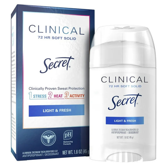 Secret Clinical Soft Solid Antiperspirant Deodorant for Women, Light & Fresh, 1.6 oz