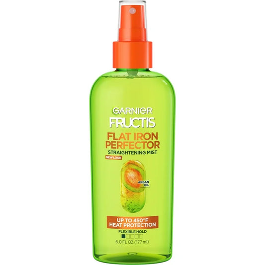 Spray alisador para el cabello Garnier Fructis Flat Iron Perfector, aceite de argán, para todo tipo de cabello, 6 onzas líquidas