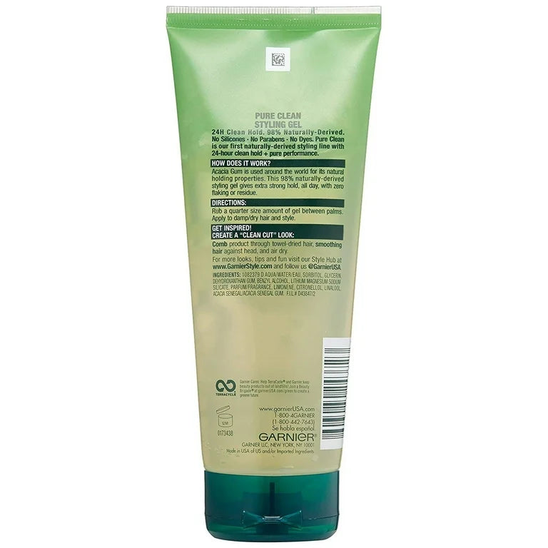 Gel para peinar el cabello alisador y suavizante Pure Clean de Garnier, 6,8 onzas líquidas