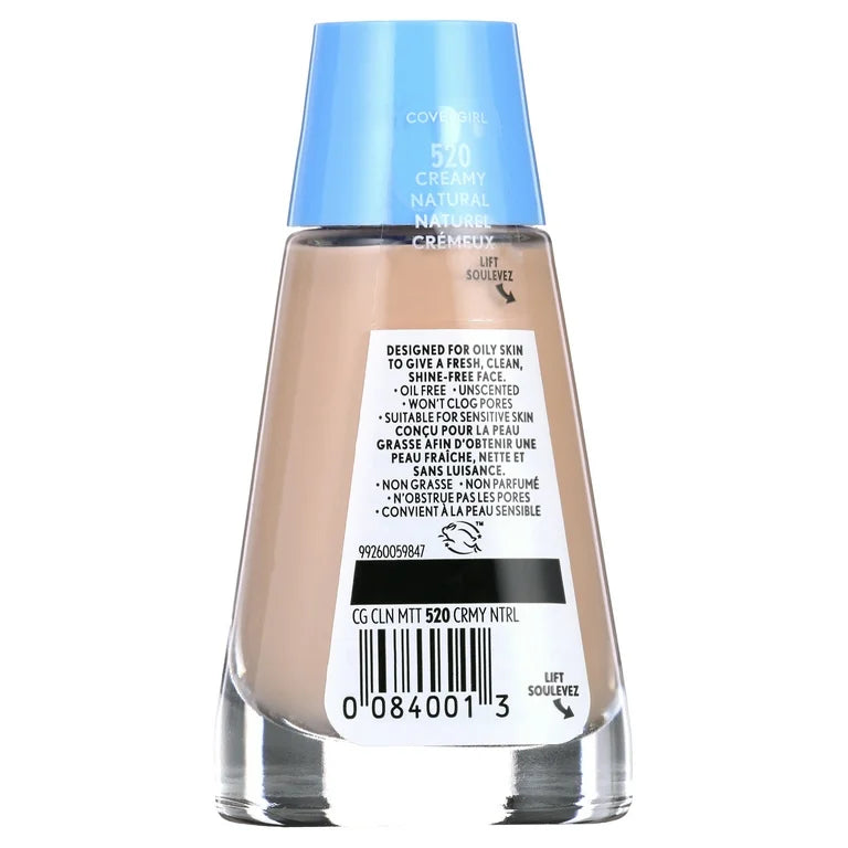 COVERGIRL Clean Matte Liquid Foundation, 520 Creamy Natural, 1 fl oz