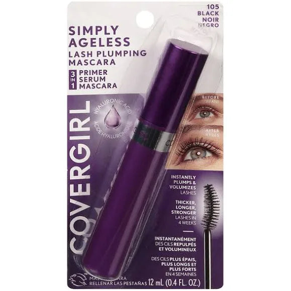 Máscara de pestañas 3 en 1 Simply Ageless Lash Plumping de COVERGIRL, 105 negro