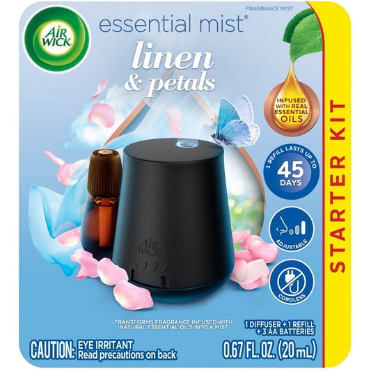 Air Wick Essential Mist Diffuser Starter Kit Linen & Petals