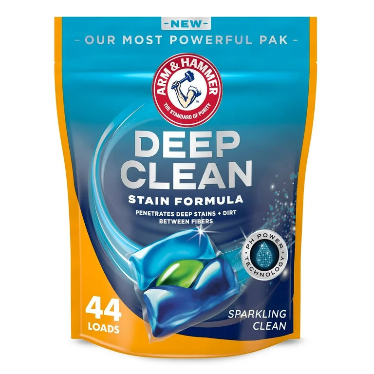 Cápsulas de detergente para ropa Arm &amp; Hammer Deep Clean Stain Formula, 44 unidades