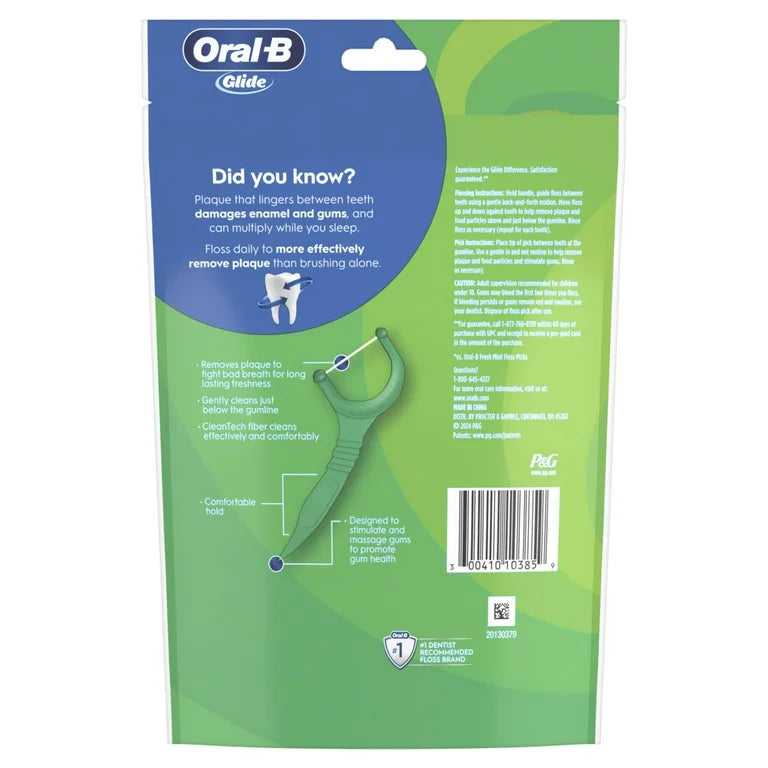 Oral-B Glide Dental Floss Picks, Mint Tooth Floss with Scope Flavor, 150 Count