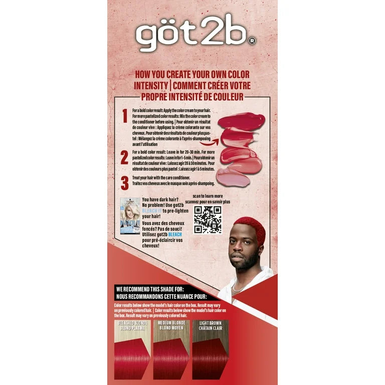 Kit de coloración semipermanente Got2b Color Remix 092 Radical Red