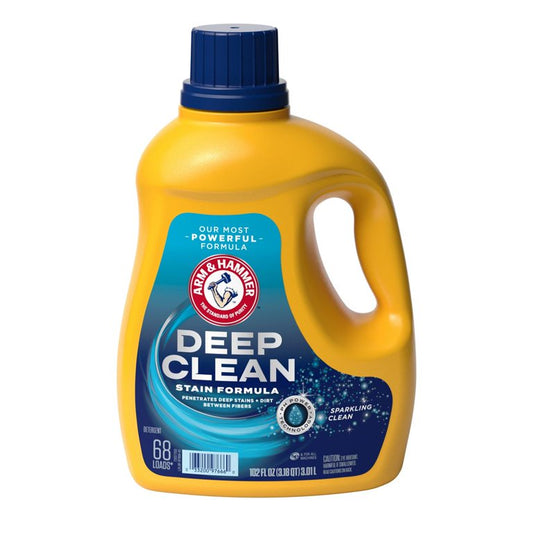 Detergente líquido para ropa ARM &amp; HAMMER Deep Clean Stain Formula, 102 fl oz, 68 cargas