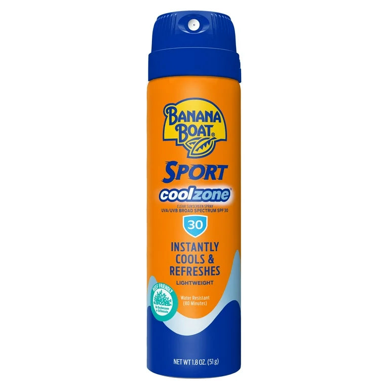 Protector solar en aerosol transparente Banana Boat Sport Cool Zone de amplio espectro FPS 30, 1,8 oz