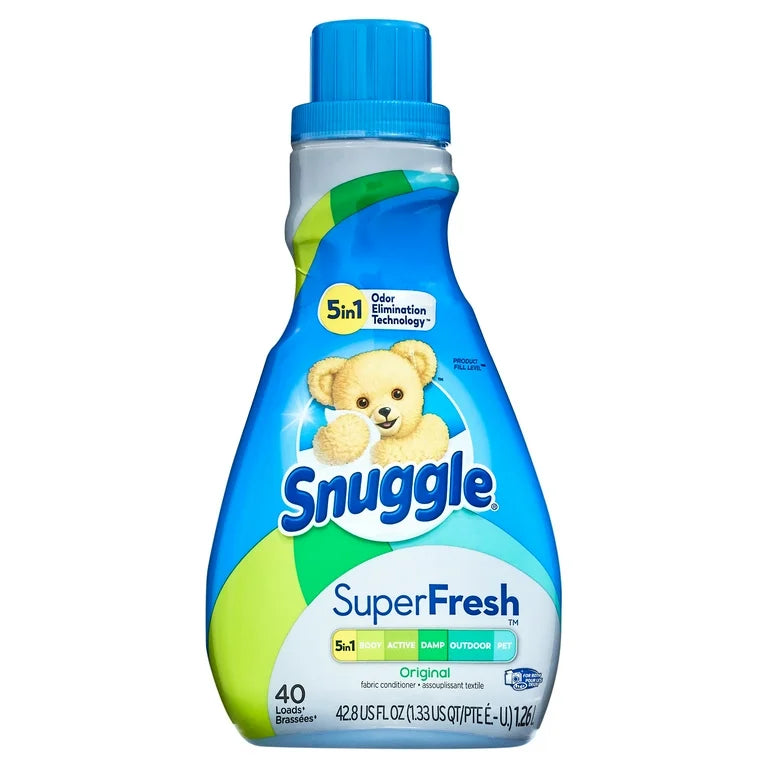 Suavizante de telas líquido Snuggle SuperFresh, con tecnología de eliminación de olores, original, 42,8 onzas, 40 cargas