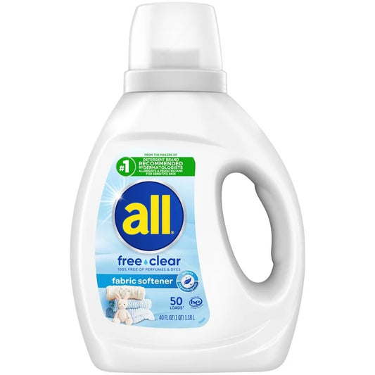 all Liquid Fabric Softener for Sensitive Skin, Free Clear, 40 fluid Ounces