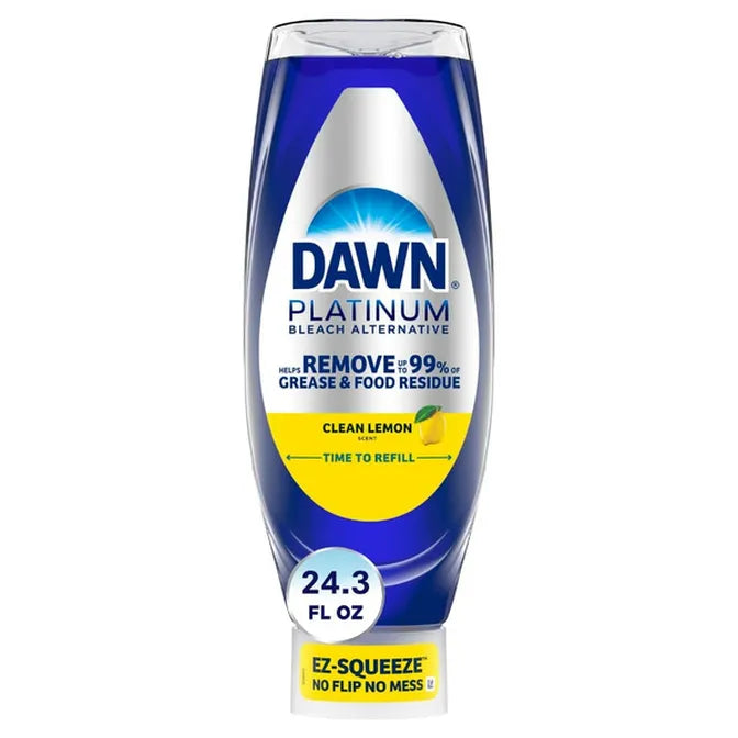 Jabón líquido para platos Dawn Platinum Bleach Alternative EZ-Squeeze, aroma a limón limpio, 24,3 oz