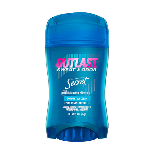 Antitranspirante para el sudor y el mal olor Secret Outlast, completamente limpio, 1,6 oz