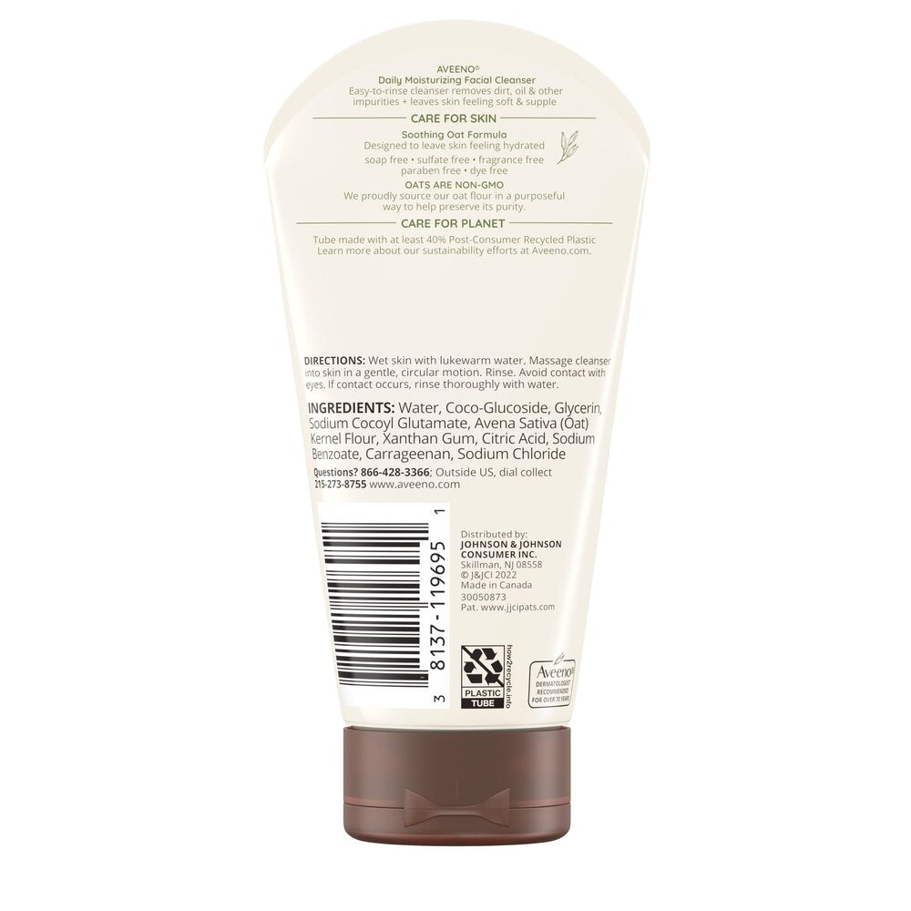 Limpiador facial hidratante diario Aveeno con avena calmante, 5 onzas