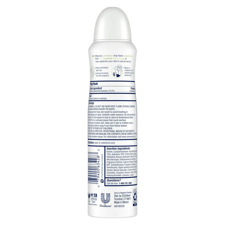 Antitranspirante en aerosol seco de larga duración Dove Advanced Care, Sheer Fresh, 3.8 oz