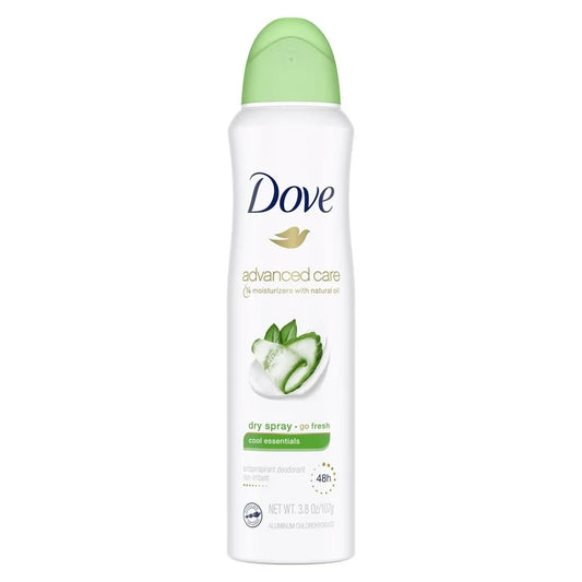 Dove Advanced Care Long Lasting Women's Antiperspirant Dry Spray, Cool Essentials, 3.8 oz