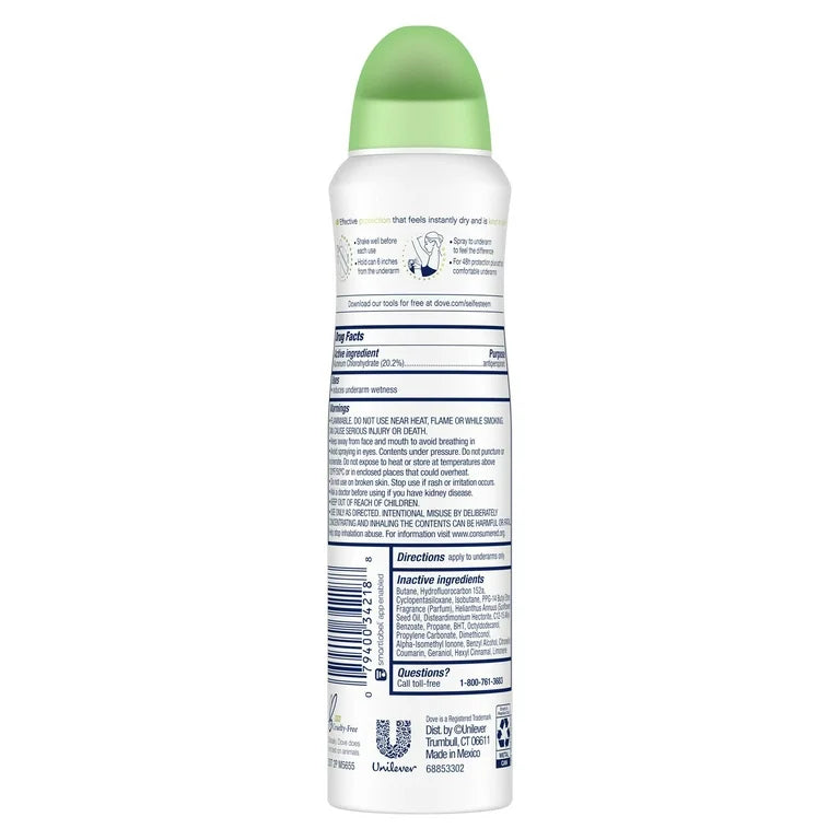 Antitranspirante en aerosol seco Dove Advanced Care de larga duración para mujer, Cool Essentials, 3,8 oz