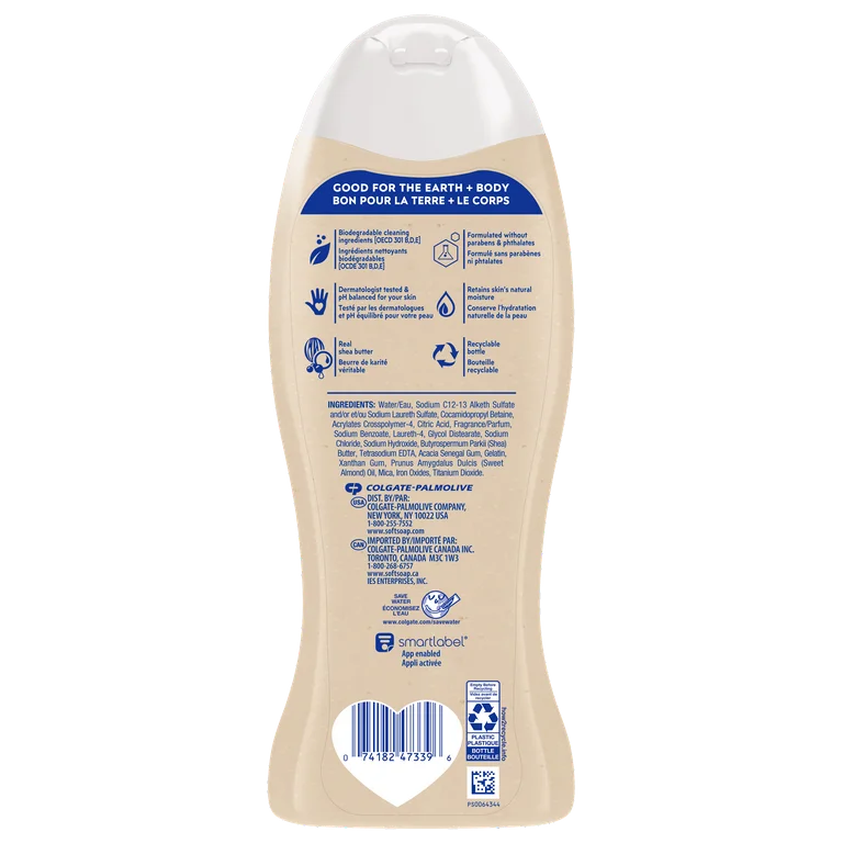 Gel de baño hidratante Softsoap, aceite de karité y almendras, 20 onzas líquidas