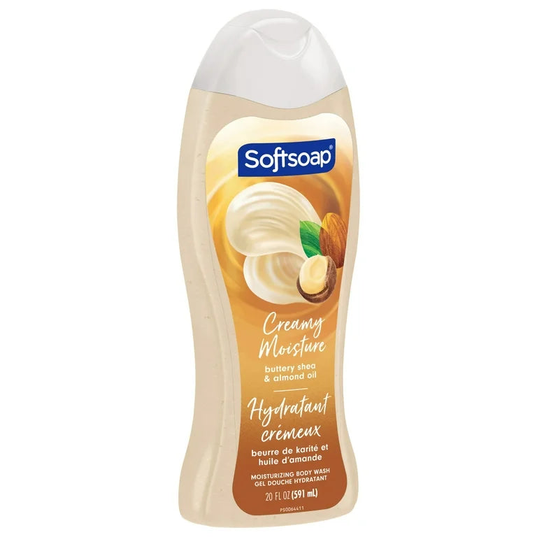 Gel de baño hidratante Softsoap, aceite de karité y almendras, 20 onzas líquidas