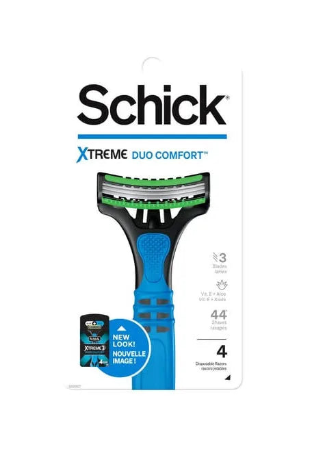 Maquinillas de afeitar desechables Schick Xtreme Duo Comfort de 3 hojas, 4 unidades