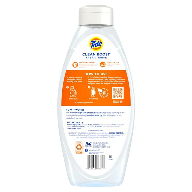 Tide Clean Boost Fabric Rinse, Removes Odors and Residues, Spring Meadow, 48 fl oz, 70 Loads