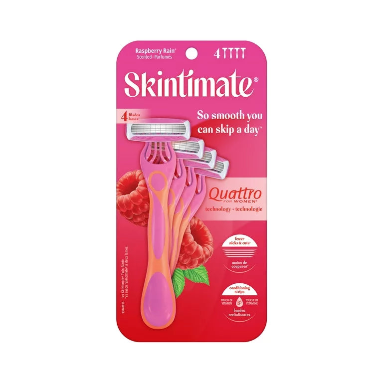 Skintimate Raspberry Rain Women's Disposable Razors, 4 Ct