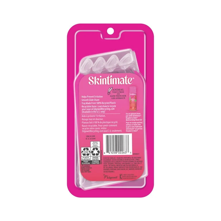 Maquinillas de afeitar desechables para mujer Skintimate Raspberry Rain, 4 unidades