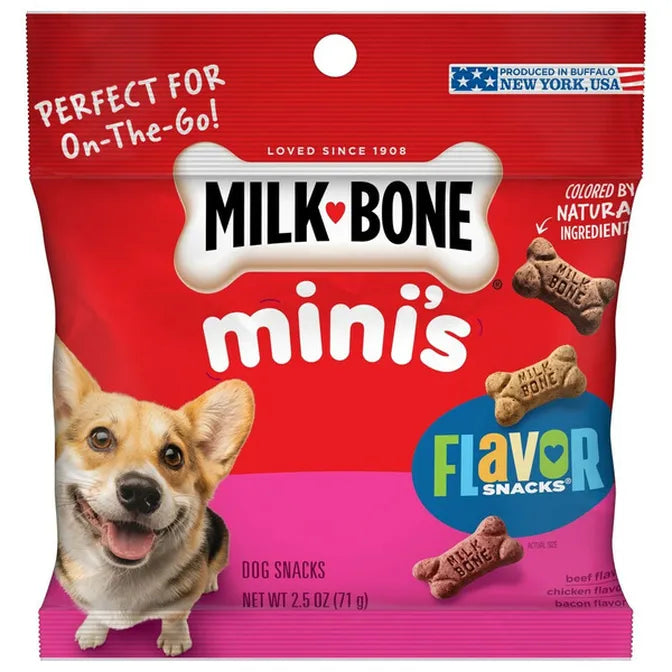 Golosinas para perros Milk-Bone, carne de res, pollo, tocino, minis