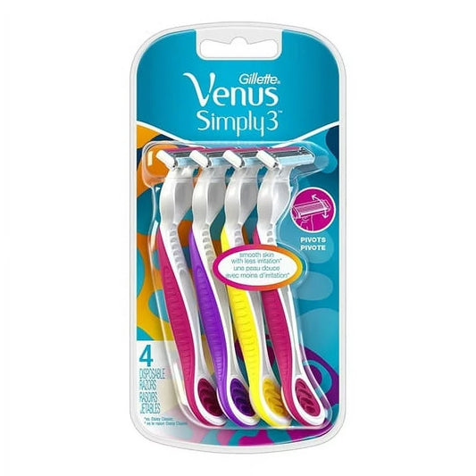 Venus Simply3 Women's Disposable Razors 4ct + 1 Free