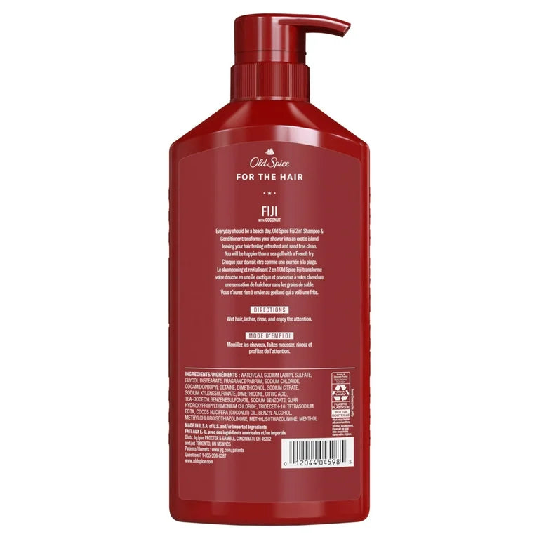 Old Spice 2in1 Mens Shampoo and Conditioner, All Hair Types, Fiji, 22 fl oz