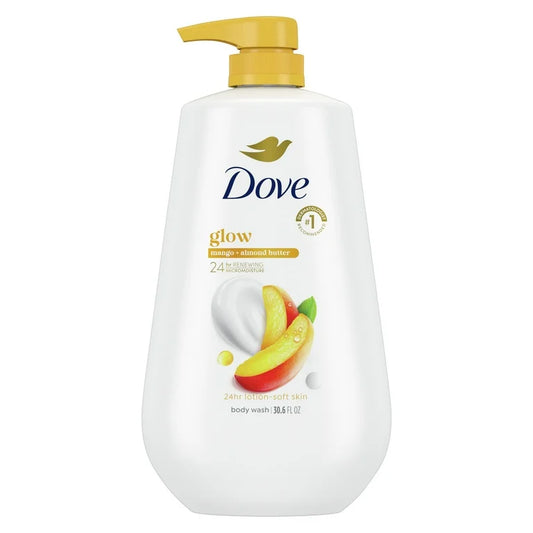 Dove Glowing Gentle Body Wash for Women All Skin Mango & Almond Butter, 30.6 fl oz