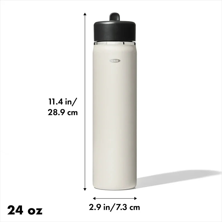 OXO Strive 24 oz. Insulated Wide Mouth Water Bottle with Straw Lid - Quartz