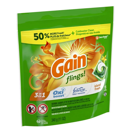 Gain Laundry Detergent Pacs, Island Fresh Scent 16ct