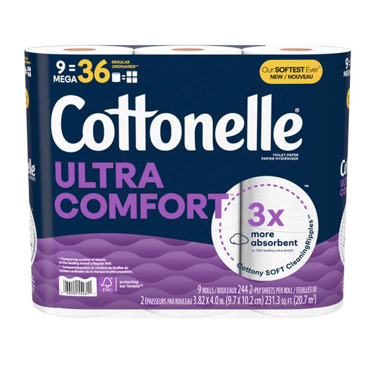 Cottonelle Ultra Comfort Toilet Paper 9 Mega Rolls