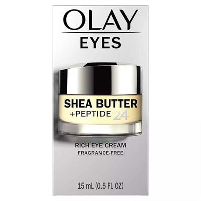 Olay Eyes 乳木果油+勝肽 24 豐富眼霜，無香料，0.5 盎司。