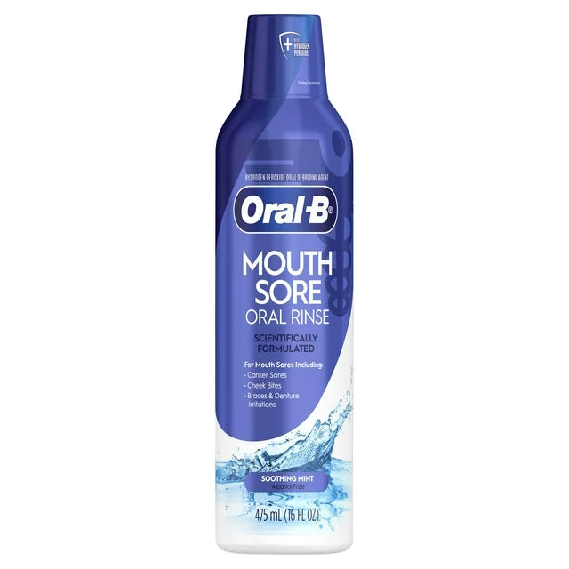 Enjuague bucal Oral-B para aliviar el dolor de boca, sabor a menta calmante, 16 oz***