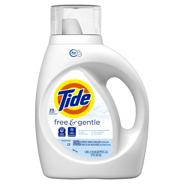 Tide Free & Gentle Liquid Laundry Detergent, 25 Loads 34 fl oz