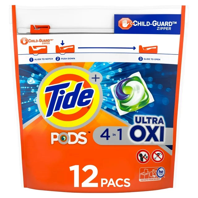 Paquetes de detergente para ropa Tide Pods Ultra Oxi, 12 unidades