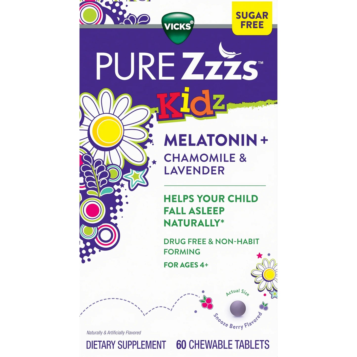 Vicks Pure Zzzzs Kids Melatonina + Manzanilla y Lavanda 60 uds.