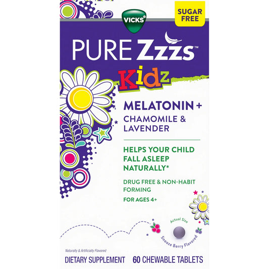 Vicks Pure Zzzzs Kids Melatonin + Chamomile & Lavender 60ct