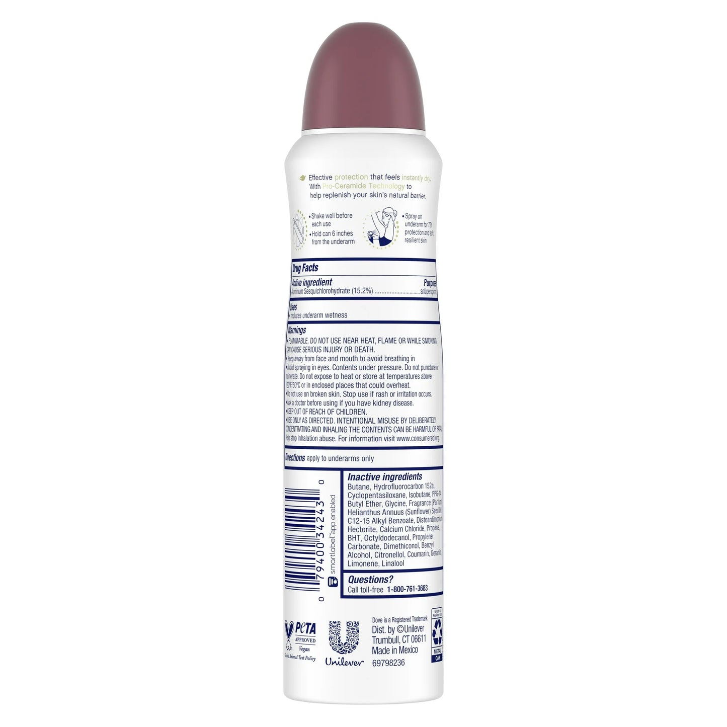 Dove Advanced Care Antiperspirant Spray, Revive Pomegranate, 3.8 oz