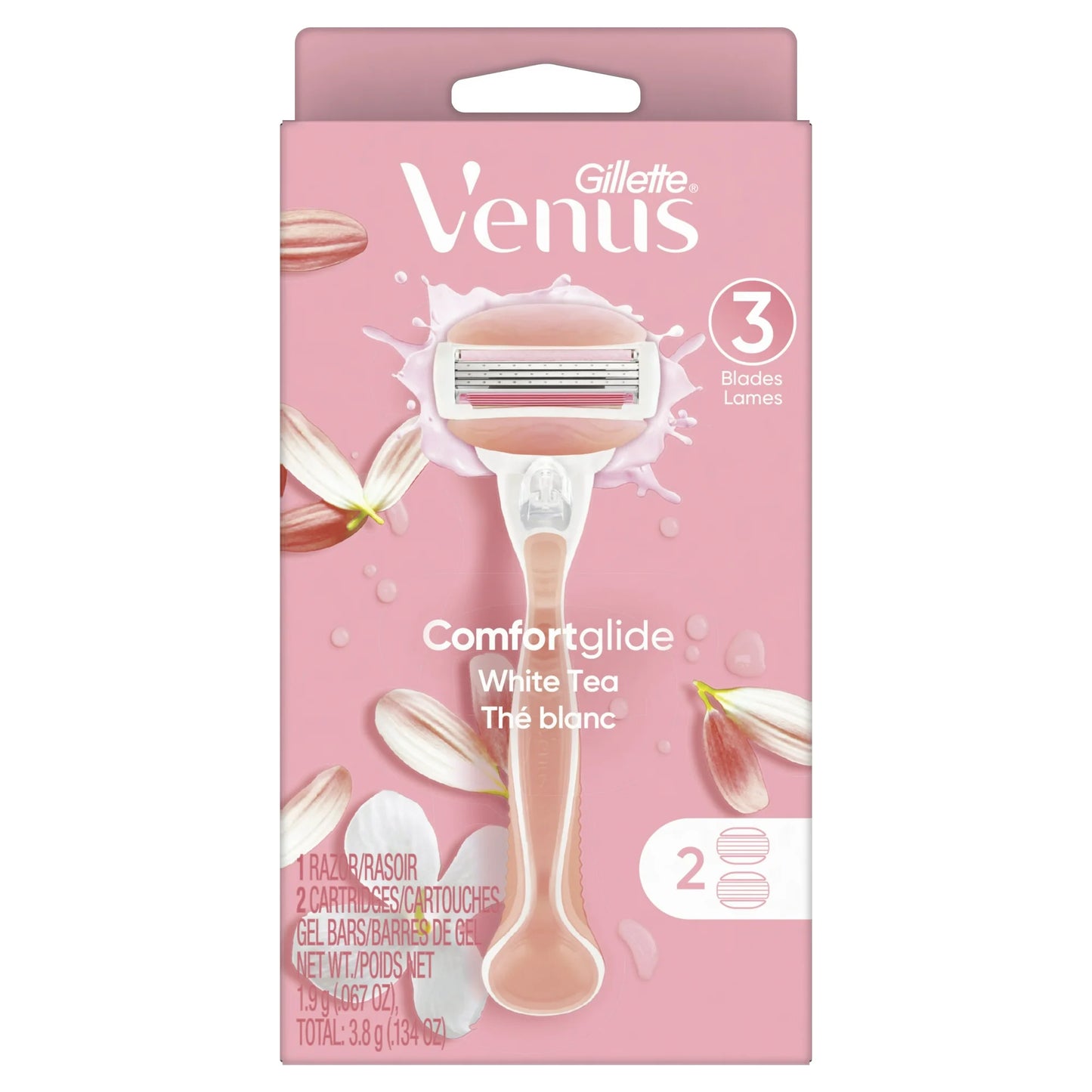 Venus Comfortglide White Tea Women's Razor + 2 Razor Blade Refills