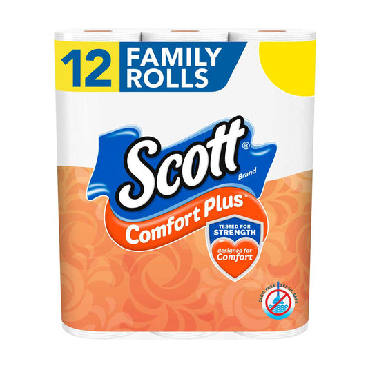 Papel higiénico Scott Comfort Plus, 12 rollos familiares