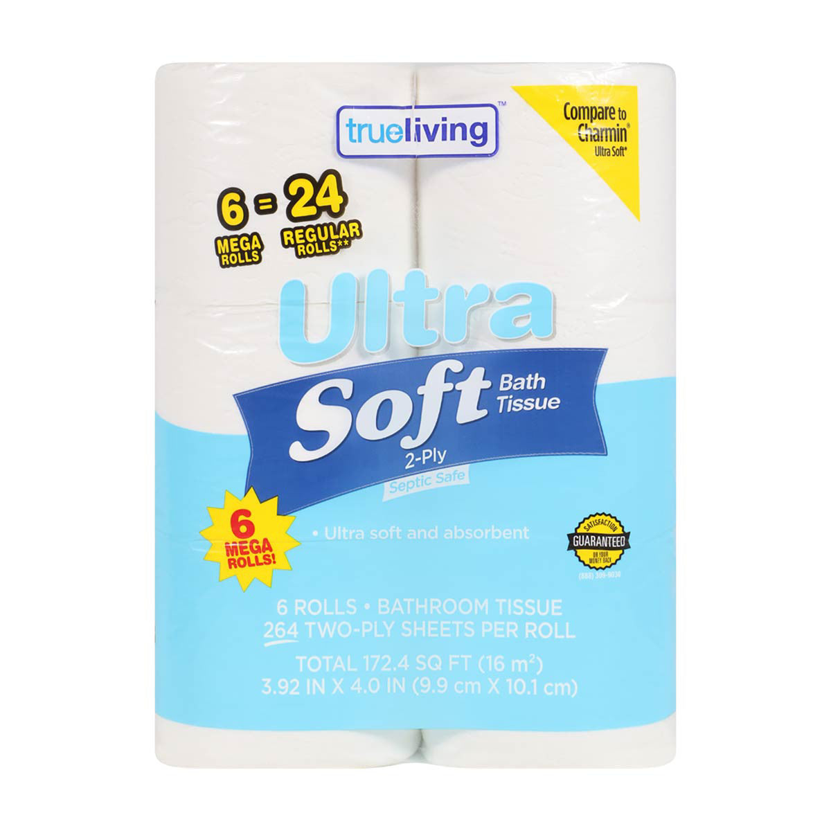 True Living Ultra Soft Toilet Paper 6 Mega Rolls