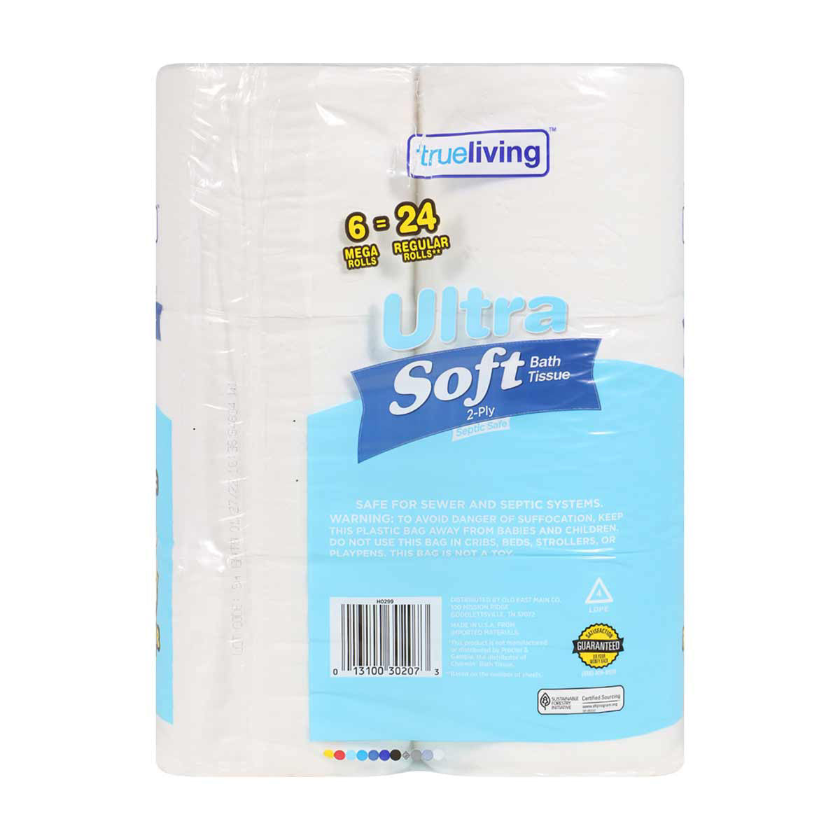 Papel higiénico ultra suave True Living, 6 rollos grandes