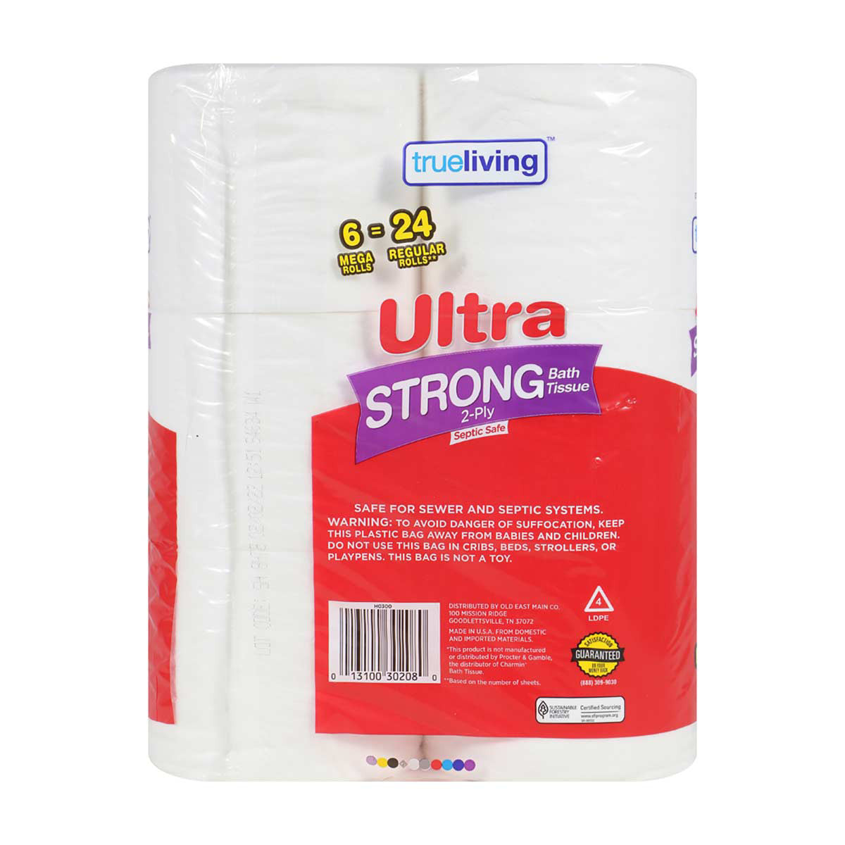 Papel higiénico ultra resistente True Living, 6 rollos grandes