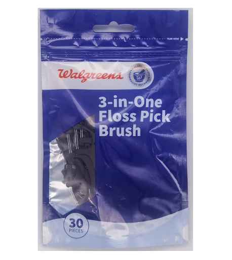 Walgreens 3-in-One Floss Pick Brush 30ct***